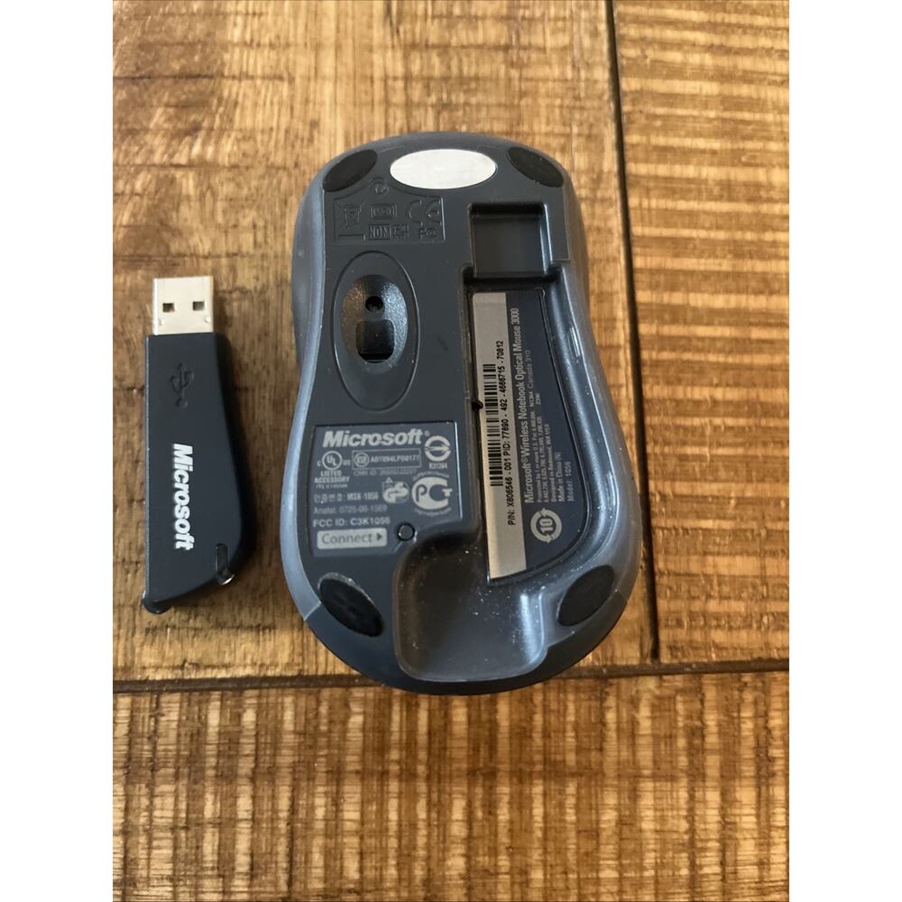 #I) Microsoft Wireless Notebook Optical Mouse 3000 MSK-1056 & USB Receiver - Picture 4 of 5